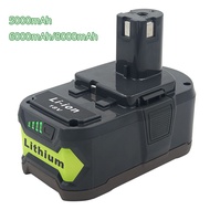 easy to use๑❇8.0Ah/6.0Ah/5.0Ah 18V Li ion Battery for Ryobi ONE+ RB18L40 RB18L50 RB18L60 P108 P107 P