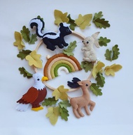 林地嬰兒車，森林車，托兒所林地動物，新的嬰兒禮物