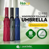 12 Ribs Umbrella Automatic Anti-UV Umbrella Windproof Foldable Umbrella Payung besar Folding Umbrell