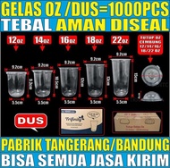 Gelas oz HALAL Oval Tebal 12oz 14oz 16oz 18oz 22oz Datar Rata Dus Bening Cup Plastik Bulat Round Dus