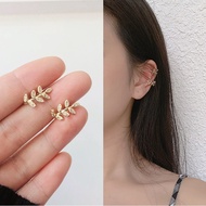 1Pair Personality Hollow Earrings Without Ear Hole Metal Leaf Wrap Clip On Earrings Earcuff for Women Chain Hollow Ear Cuff Fake Earring No Piercing