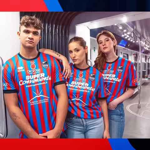Catania Calcio Soccer Jersey - Red & Blue Stripes Breathable Sports Tshirt Soccer Jersey 3d HD Print