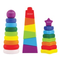 Tower Stackers Playset, Multicolor Rainbow-Themed Stacking Towers for Babies 12M+, 3-Style Set, Ring