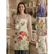 1pc Mushroom Butterfly Lavender Pattern Apron, Suitable For Cooking, Baking And Gardening As Kitchen