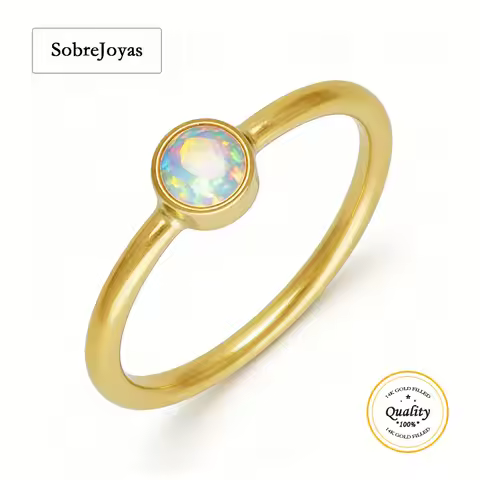 4mm Opal Ring 14K Gold Filled Minimalist Boho Blue Opal Knuckle Ring for Women Gold Jewelry Opal Rin
