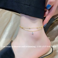 Simple Double Layer 18K Gold-Plated Titanium Alloy Ladies Anklet 916 Gold Anklet