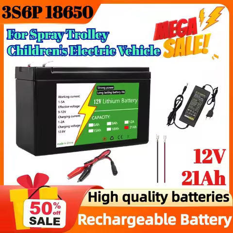 12V 21Ah 18650 Lithium Battery Pack 3S6P Rechargeable Battery for Spray Trolley Children's Electric 