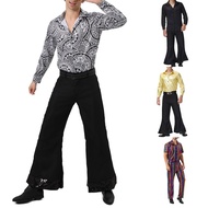 Retro Cotton Blend Mens 70s Disco Costume Party Dress Music Cosplay Comfortable