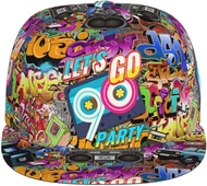 Snapback Hat 80s 90S Fashion Hip Hop Baseball Cap Flat Brim