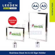 Stainless Stain A4 & A3 Sign holder / Signboard Frame for Queue Up by Leeden Online Store