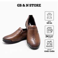 Trendy soft leather men's dress shoes, rubber sole code 888 - Brown - GB&N STORE