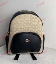 Coach 蔻馳 新色C包包奧萊款中號女士牛仔布配皮雙肩背包c5671，尺寸27.36.13