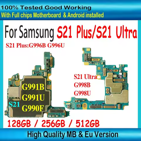 For Samsung Galaxy S21 Plus 5G G991U G991B G990F G996U G998U Ultra G998B G998U G996U Motherboard Unl