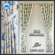 Gorden Pintu dan Jendela Ruang Tamu Mewah Blackout Import Shabby Chic Hijau Ungu Pink Bolak Balik