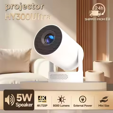 HY300 Ultra 4K Android 11 Portable Projector 12000 Lumens WiFi 6 BT5.4 Outdoor Theater 5W HiFi Speak