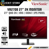 VIEWSONIC 27" VA2708-2K-MHD 2K QHD / VA2708-4K-MHD 4K UHD Monitor 100Hz | 1ms | Speakers | IPS Panel