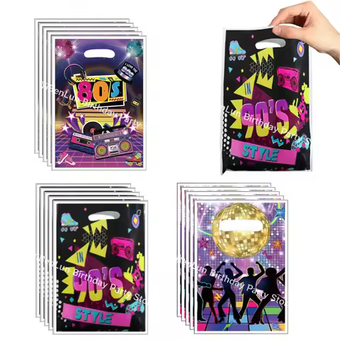 80s Gift Bags Birthday Party Decoration 90s Goody Biscuit Package Retro Disco Candy Bag Baby Shower 