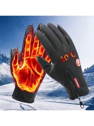 運動觸控屏冬季手套,內裡有保暖毛絨,適用於騎行、電動滑板車、防滑防風戶外保暖手套