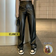 Eunice Women's Synthetic Leather Highwaist Pants - Black