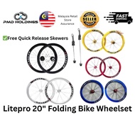 Litepro 20" Folding Bike Wheelset 406/451 8/9/10/11 Speed 4 Bearing Hub20寸折叠车轮组 铝合金轮组Rim Basikal Lip