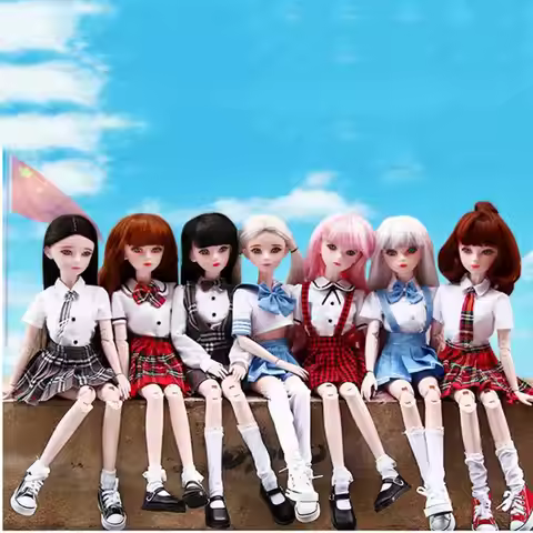 1 3 BJD Accessories School Uniform Set Classic Pleated Skirt Shirt Stockings Bjd Clothes for Night L