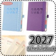 LIKE Daily Planner Notebook, Daily Schedule Elastic Band 2027 Schedule Book,  Flat Spread PU Leather