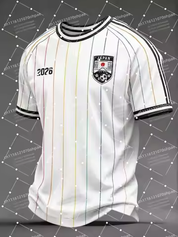 2026 Men Print Soccer Jersey Japan Short Sleeve T Shirt Crest Graphic Breathable Sports Fan Casual F