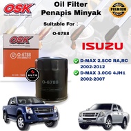 OSK Oil Filter ISUZU D-MAX 2.5CC 2002-2012 , D MAX 3.0CC 4JH1 2002-2007 Old Model 8-97309927-0 O-678