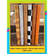 Karpet Plastik Lantai Vinyl Motif Kayu Meteran Multifungsi Perlak Meja