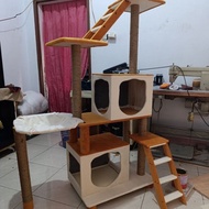 Cat Tree TD50 Cat Toy With 2 Ladder Boxes and Hammock Support