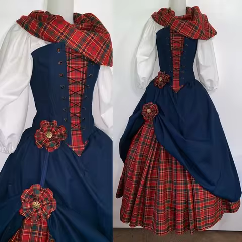 Women 16th Century Renaissance Scottish Highland Ball Gown Outlander Claire Fraser Costume Fashion D
