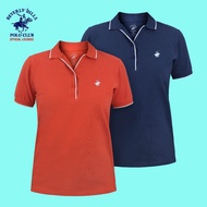 Beverly Hills Polo Club Women’s Cotton Spandex Polo Shirt in Red&Navy REN1754TIP