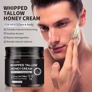 Mens Whipped Tallow Honey Cream for Face & Body Moisturizing Natural Grass-Fed Beef Tallow & Wild Ho