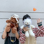 Handmade lace bear bag, cute plush bag lolita Bag Girl's Crossbody Bag Lolita Shoulder Bag