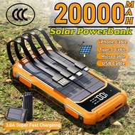 [CCC Certified] Solar power bank 20000mAh With LED four wire powerbank Fast charging 2 USB waterproo