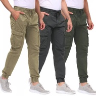 Men's Women's Cargo Pants Jogger Slim-Fit Elastic Waist Seluar Kargo Jogger SlimFit Unisex Pingang Getah