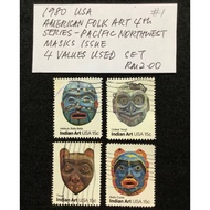 1980 USA American Folk Art 4th Series-Pacific Northwest Masks Issue 4 Values Set