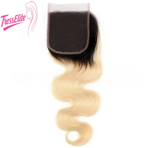 T1B-613 Blond Human Hair 4X4 Body Wave Lace Closure Soft and Silky Real Hair Natural Looking Body Wa