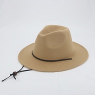 Women's Hat Fedora Men Caps Solid Panama Outdoor Windproof Rope Winter Women Hat Khaki Camel Jazz Street Hats Sombreros De Mujer