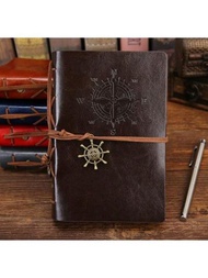 商務筆記本學習文具復古日記本手環,a6尺寸,深棕色