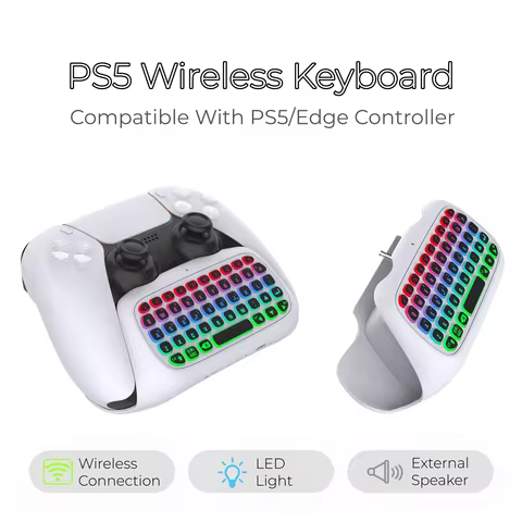 Wireless Keyboard for PS5 Controller Handle Bluetooth External Keyboard for Playstation5 ChatPad Blu