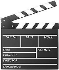Movie Film Clap Board, Hollywood Clapper Board Wooden Film Movie Clapboard Accessory with Black & Wh
