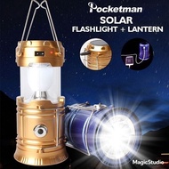 Camp Light Torch Light Hang Hold Solar Charge USB Charge Tent Light Outdoor Lampu Khemah Flashlight 