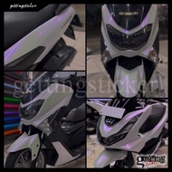 Purple scotlite sticker, pearl white sticker