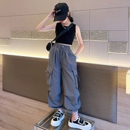 工装裤overalls女童工装裤春秋2025新款儿童秋装裤子女大童洋气时髦夏装女孩套装新款26.9.11