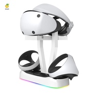 For PS VR2 Charging Station with Colorful RGB Light and Headset Holder,VR Game Controller Charging D