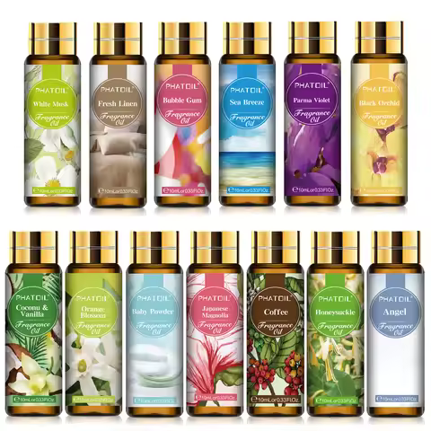 PHATOIL 10ml Aromatherapy Fragrance Oil White Musk Coconut & Vanilla Bubble Gum Sea Breeze Baby Powd