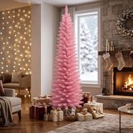 Slim Christmas Tree 4FT/5FT/6FT/7FT Pink Xmas Decoration Tree