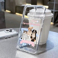 เคสโทรศัพท์มือถือลายลูกแมวและลูกสุนัขหลายตัว phone case for iPhone 11 15 14 13 12 11 Pro 15 14 7 8 Plus X XS 7 8 SE 2020 SE 2022 มีสีดำ สีขาว และสีโปร่งใส