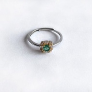 寶石系 天然礦石 祖母綠寶石 925純銀 雙色戒指